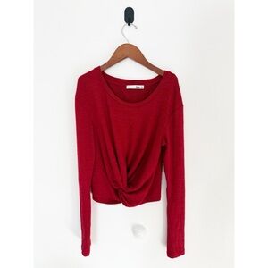 Aritzia Rich Red Long Sleeve Knot Top
